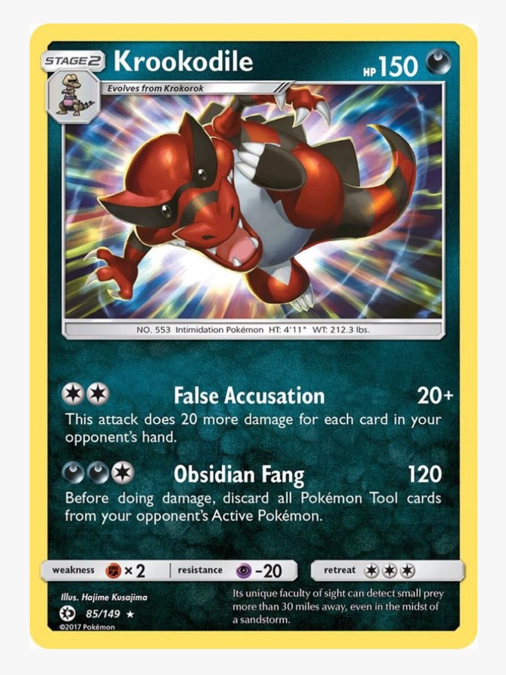 Krookodile SM Base Set Pokemon Trading Card